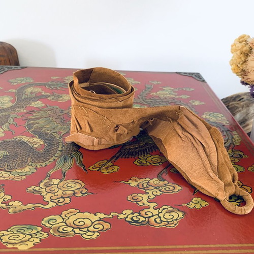 Leather belt handmade by DYENS + FOTINAKI like new, adjustable size