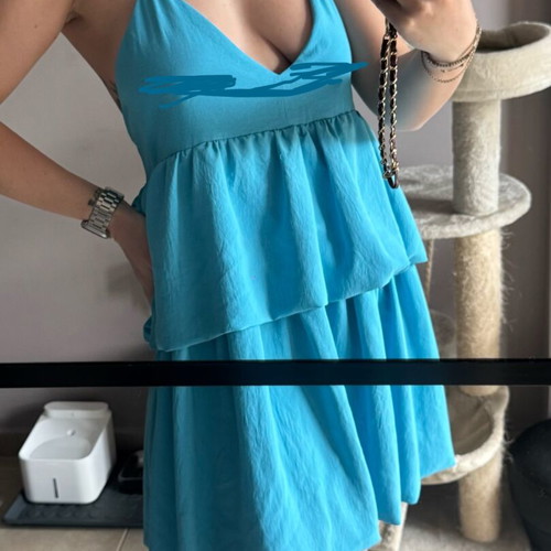 Zara balloon dress used, size M, turquoise