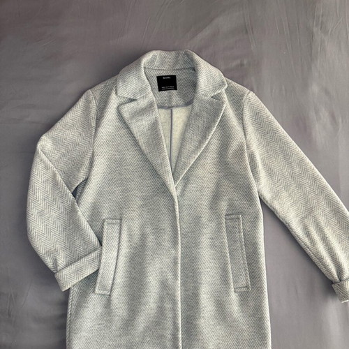 Bershka coat XS gray like new, oversize herringbone