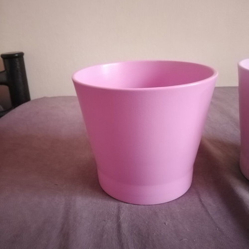 IKEA ceramic flowerpot set two soft pink colors new