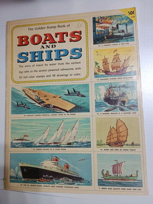 Collectible American book with boat and ship stamps used