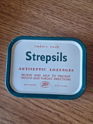Strepsils metal collectible tin used, 1960s