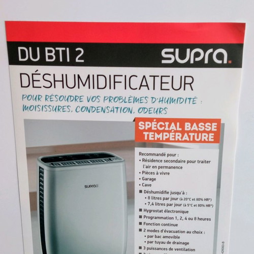 Supra DU BTI 2 dehumidifier like new with zeolite and ionizer 8lt