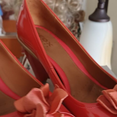 Geox red leather summer platform shoes used, size 40