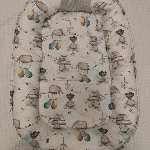 Baby nest gray with mouse pattern used