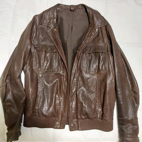 Salvatore Ferragamo men's leather jacket, brown, XL