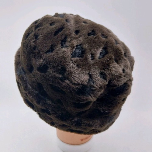 Women's winter hat made of faux fur like new, brown and black