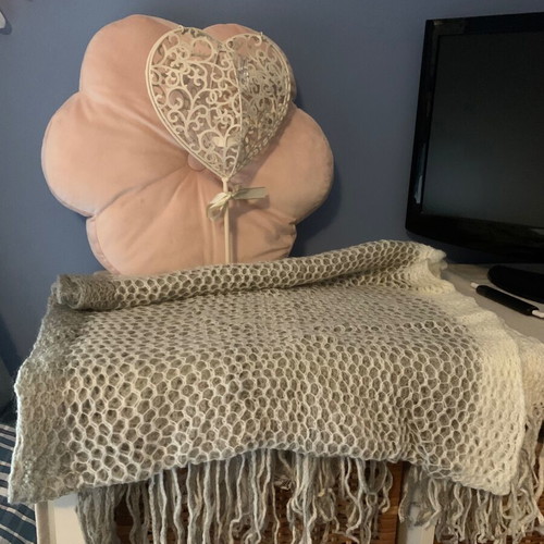 Knitted two-tone handmade scarf like new