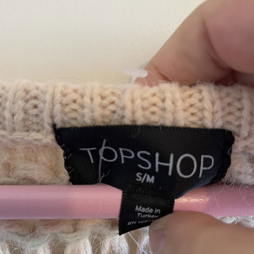 Top Shop knitted poncho unused, pink salmon