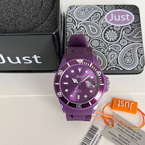 Just wristwatch new, purple, 43mm, waterproof 5atm