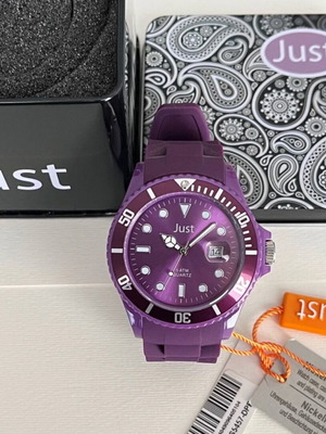 Just wristwatch new, purple, 43mm, waterproof 5atm
