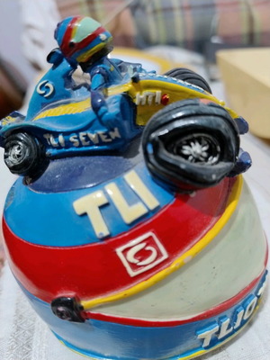 Helmet for piggy bank 12 cm like new