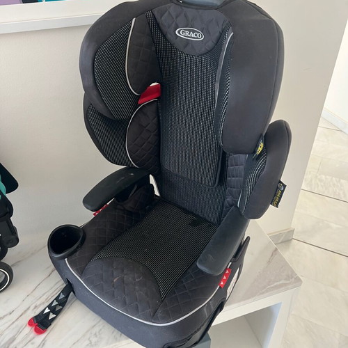Graco Highback Booster Car Seat used with Safety Surround and cup holder