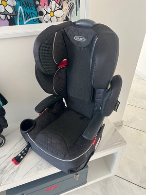 Graco Highback Booster Car Seat used with Safety Surround and cup holder