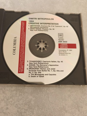 Dimitri Mitropoulos The Creative Interpretation 1994 CD used