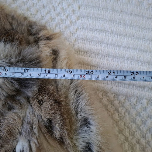 Natural fur coat used, 90s style, beige and brown