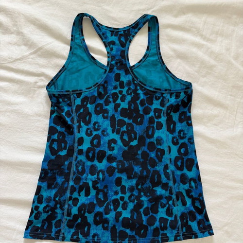 H&M Sport Blue Leopard Print Workout Tank Top used, size M