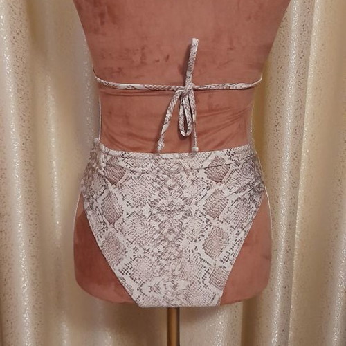 Triangle bikini swimsuit with snake skin print