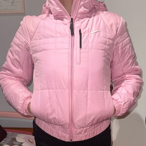 Nike girls' pink puffer jacket, size S, age 11-13