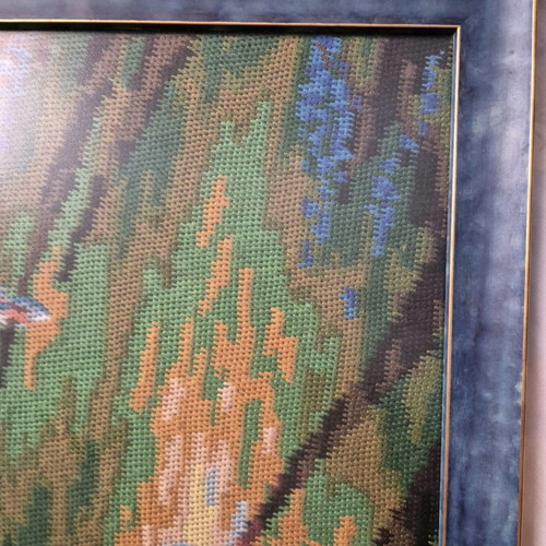 Handmade embroidered painting The Swan Lake used
