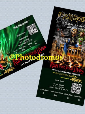 Iron Maiden Hard Copy Ticket Memorabilia customized
