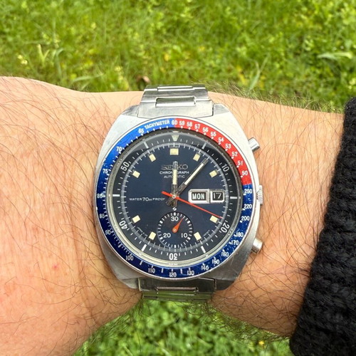 Seiko Cevert Vintage Chronograph 6139-6000 like new, blue dial