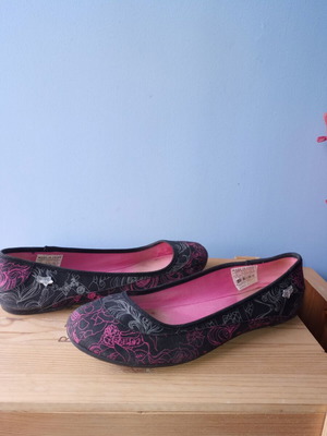 Fox ballerinas used, goth style, size 40.5, black-gray