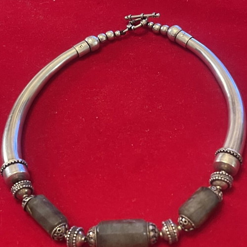 Silver 925 necklace with semi-precious stones vintage used