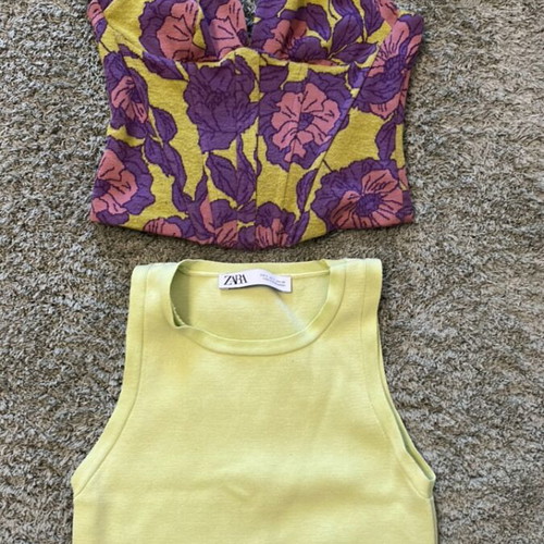 Zara crop tops like new, floral corset style and plain sleeveless