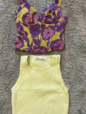 Zara crop tops like new, floral corset style and plain sleeveless
