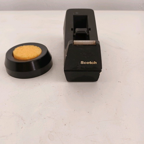 Scotch tape dispenser and finger wetener like new set