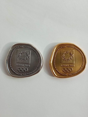 Athens 2004 commemorative medals silver 925, one gold plated, like new