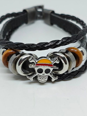 Δερματινό βραχιόλι One Piece Straw Hat Pirates σαν καινούργιο, unisex punk στυλ