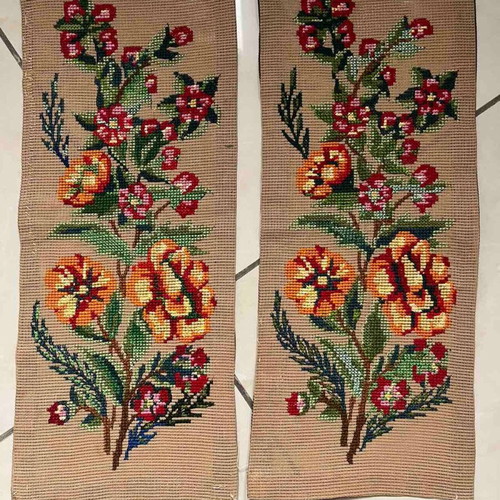 Handmade embroidery set of 2 floral motifs like new