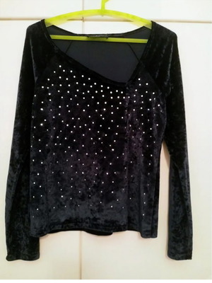 Anna Rachele velvet blouse used, blue, size M