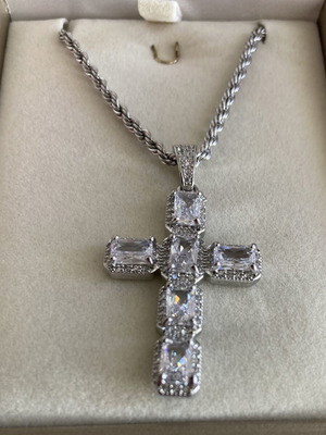 Cross necklace silver plated with zirconia women's new