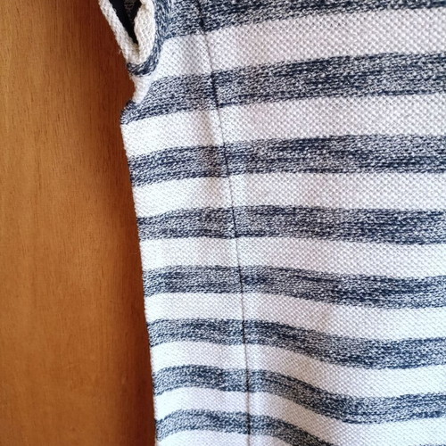 Striped blouse with shimmer, size S, white and navy