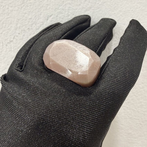 Sunstone natural ring, handmade, unique peach-pink