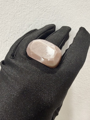 Sunstone natural ring, handmade, unique peach-pink
