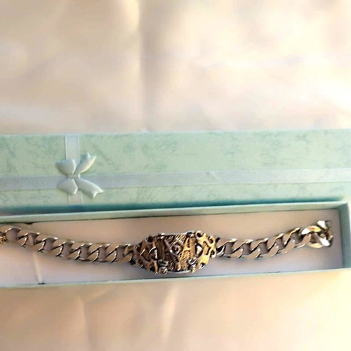 Free Mason Stainless Steel Bracelet with Chunky Chain and ID Plate new