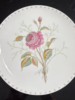 Porcelain decorative wall plate Fürstenberg “Golden Wedding” like new