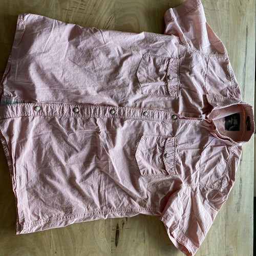 H&M L.O.G.G. Men's Shirt Pink Checked Fitted Size L like new