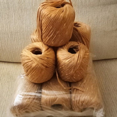 Cotton Raffia Yarn for Bag Knitting, New, Pack of 11 Brown with White Spots