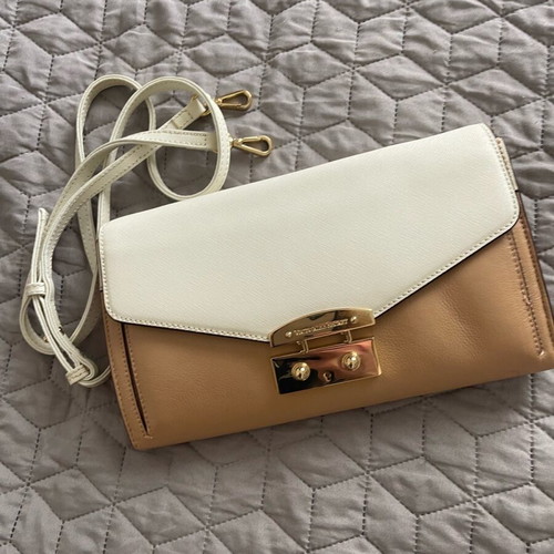 Victoria’s Secret leather clutch/shoulder bag like new, beige and brown