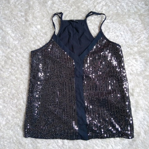 Sequin top Shein size M 38 like new, white silver