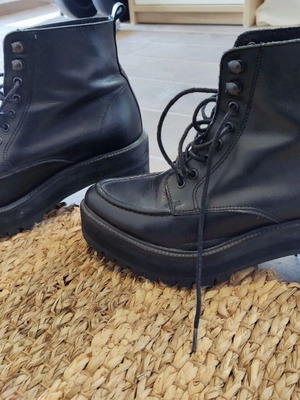 TOPSHOP Creepers Goth πλατφόρμα chunky δερμάτινα μποτάκια μαύρα μεταχειρισμένα 37