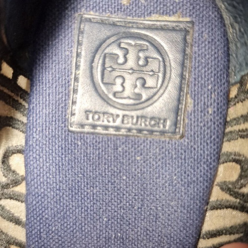 Tory Burch Peep Toe Espadrilles Like New, Leather, Size 39, Blue