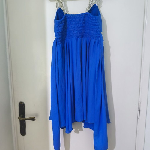 Paranoia cocktail dress like new, blue with gold lace details