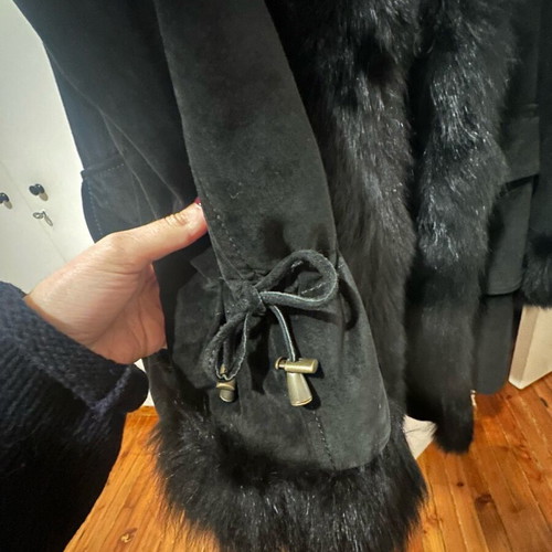 Fidele black coat with synthetic fur like new, size M