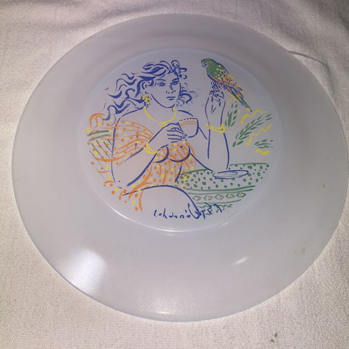 Collectible Lumidis Glass Plate used, design by G. Stathopoulos